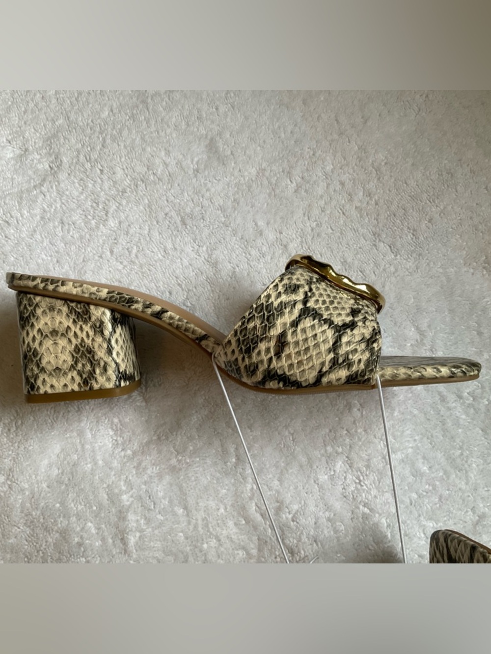 Snake-Print Slide Mule with Gold Buckle - Picture 4 of 6